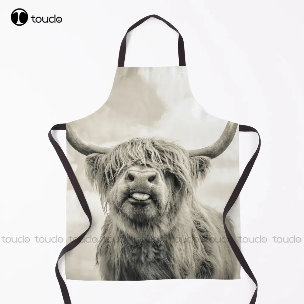 

Новый фартук Cheeky Highland Cow для сада, кухни, бытовой уборки, персонализированный фартук на заказ для женщин и мужчин, унисекс для взрослых