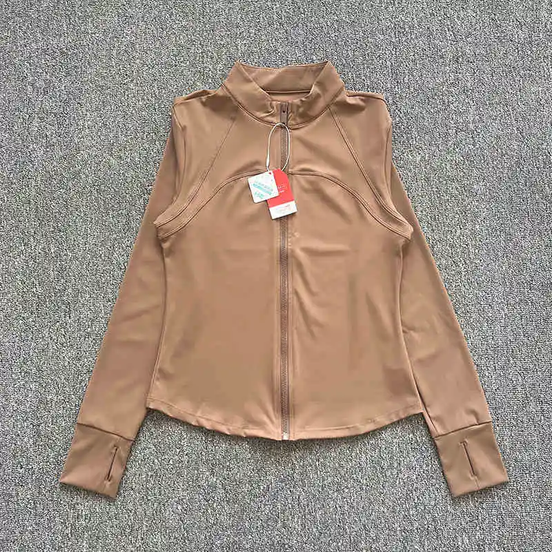 Autumn stand-up collar sports fitness jacket front zipper quick-drying slim yoga suit wearable high elasticity running cycling c