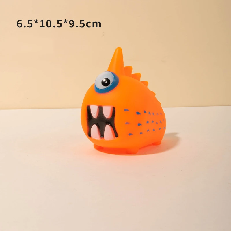 1pc-Rubber Toy Creative Voice Little Monster, Gnash-resistant One-eyed Monster Pig Pig Dog Toy