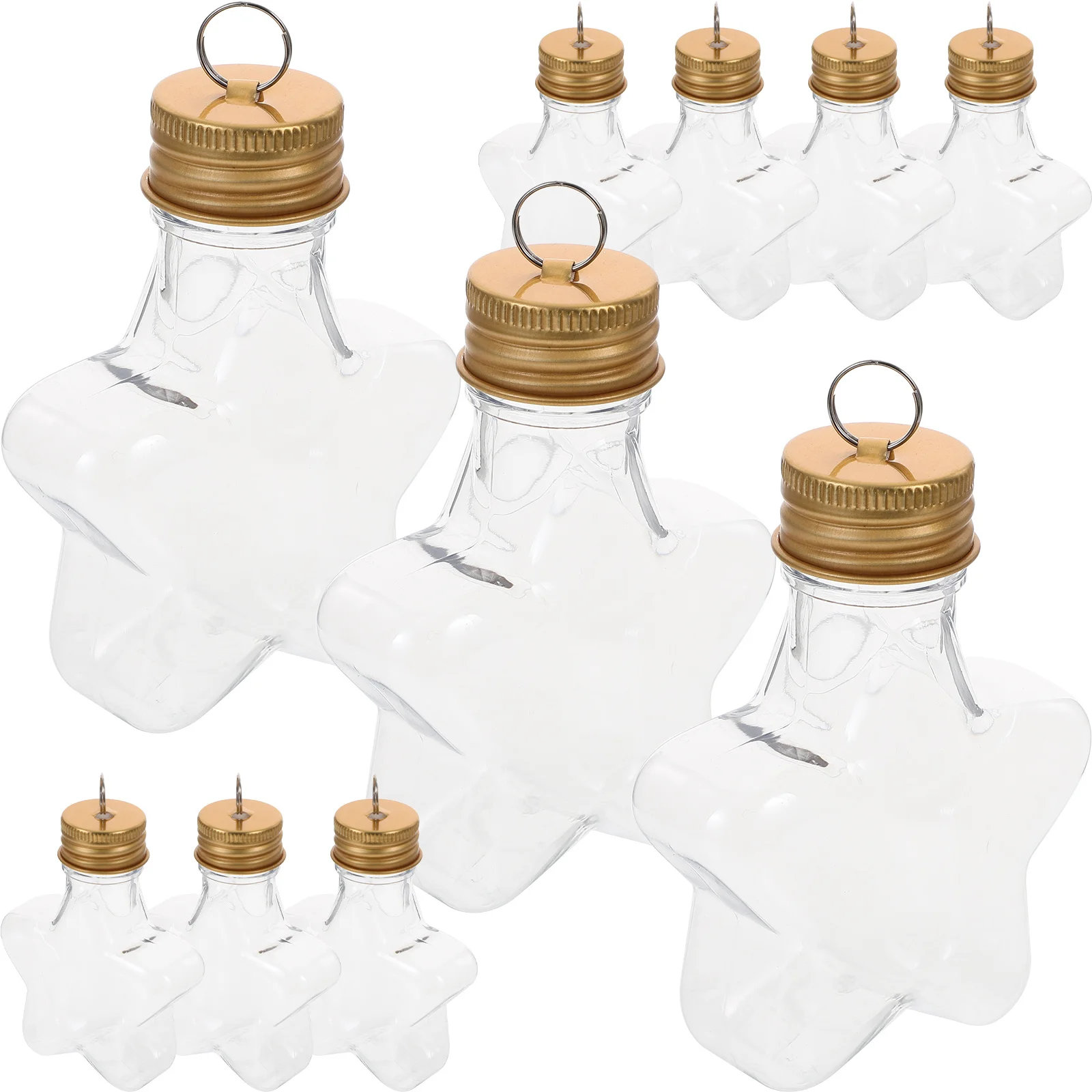 

10pcs Christmas Star Bottle Empty Refillable Glass Jar For Diy Wishing Container Hanging Decor Origami Craft Bottle Christmas