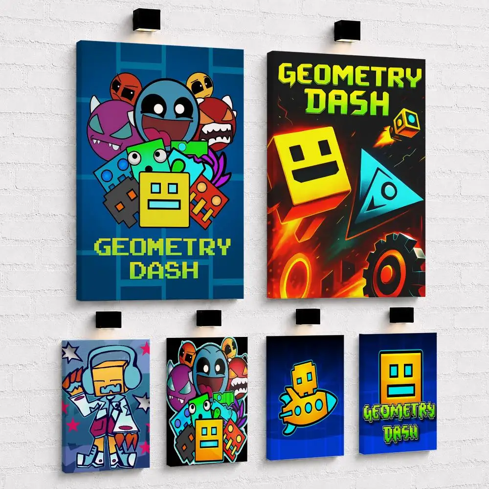Energetic Game G-Geometry Dash Framed Wall Painting Framed Canvas Wall Art Print | Modern Poster | Home Hallway Decor