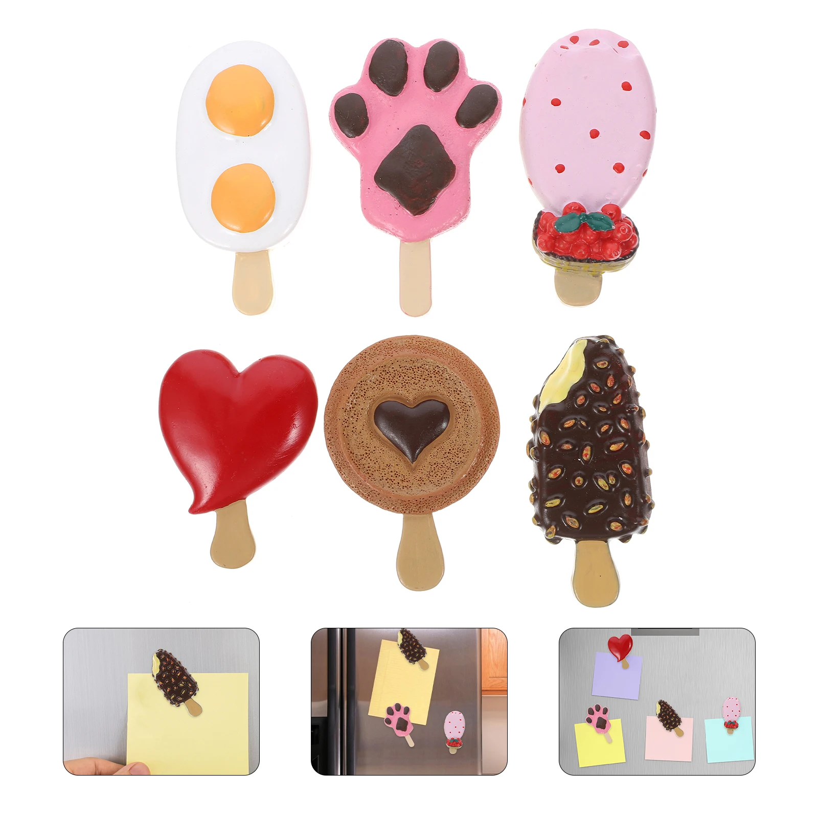

6 Pcs Cream Fridge Mini Magnets Magnet Cute Resin Stickers Office Whiteboard Magnetic Kids Decor Home Accessories