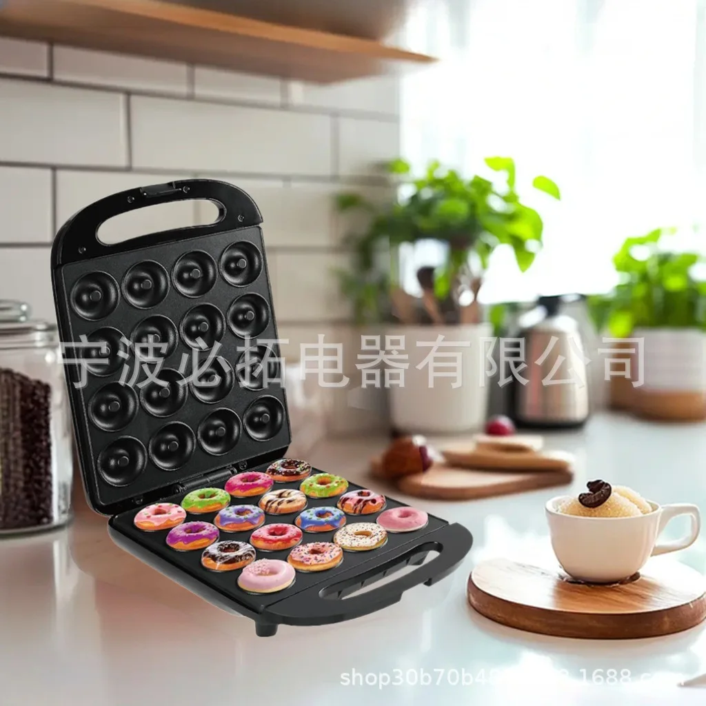 

Foreign trade export, multi-functional 16-hole donut machine, double-sided heated breakfast machine baking