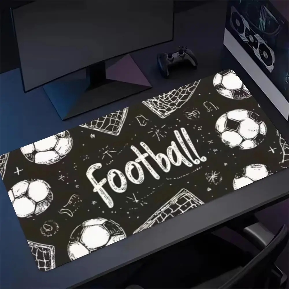 Black White Sketch Non-slip Rubber Big Full Table Desk Protector Mat for Football Sport Lovers Desktop Decor mouse pad