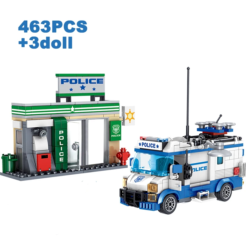 City Police Station Coast Guard Building Blocks Helicopter Car SWAT Prison Figures Bricks Educational Toys Gift For Children Boy