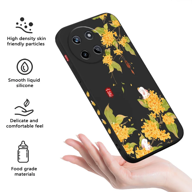 

Osmanthus Rabbit Phone Case For OPPO Realme 14 13 12 11 10 9 9i 8 8i 7 Pro Plus C35 C21Y C25Y C25 4G 5G Liquid Silicone Cover