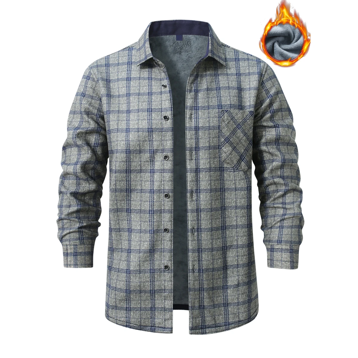 Camicia scozzese a maniche lunghe da uomo nuova invernale Camicie calde casual alla moda, taglie asiatiche L-5XL. Top a righe rosso, blu e grigio