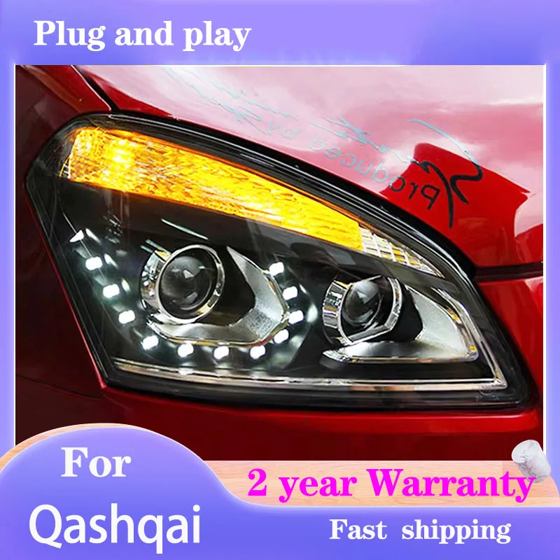 

Car Styling for Nissan Qashqai Headlight 2008-2013 Qashqai Head Lamp DRL Turn Signal Low High Beam Projector Lens