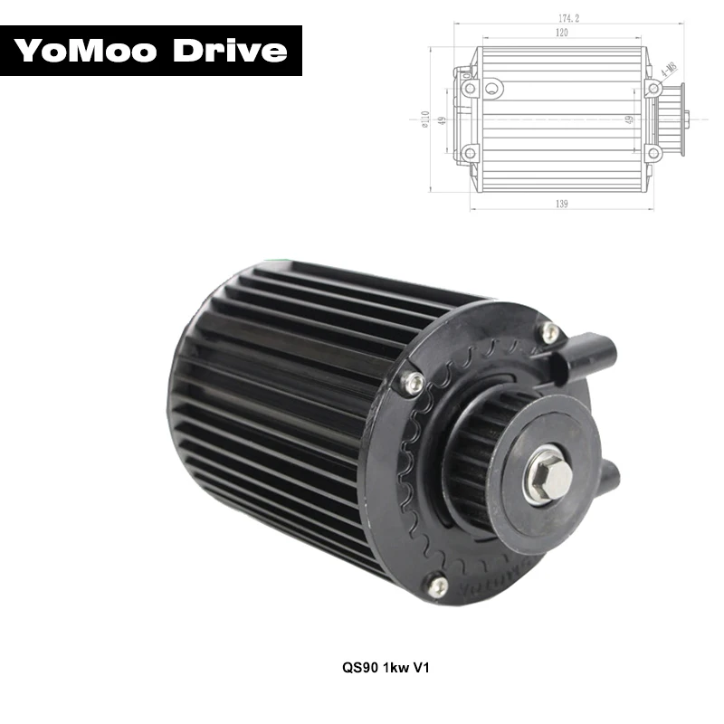 QS90 70H 48V-84V 1000W Mid Drive Motor Small Size Sprocket Type or Belt Type for ATV