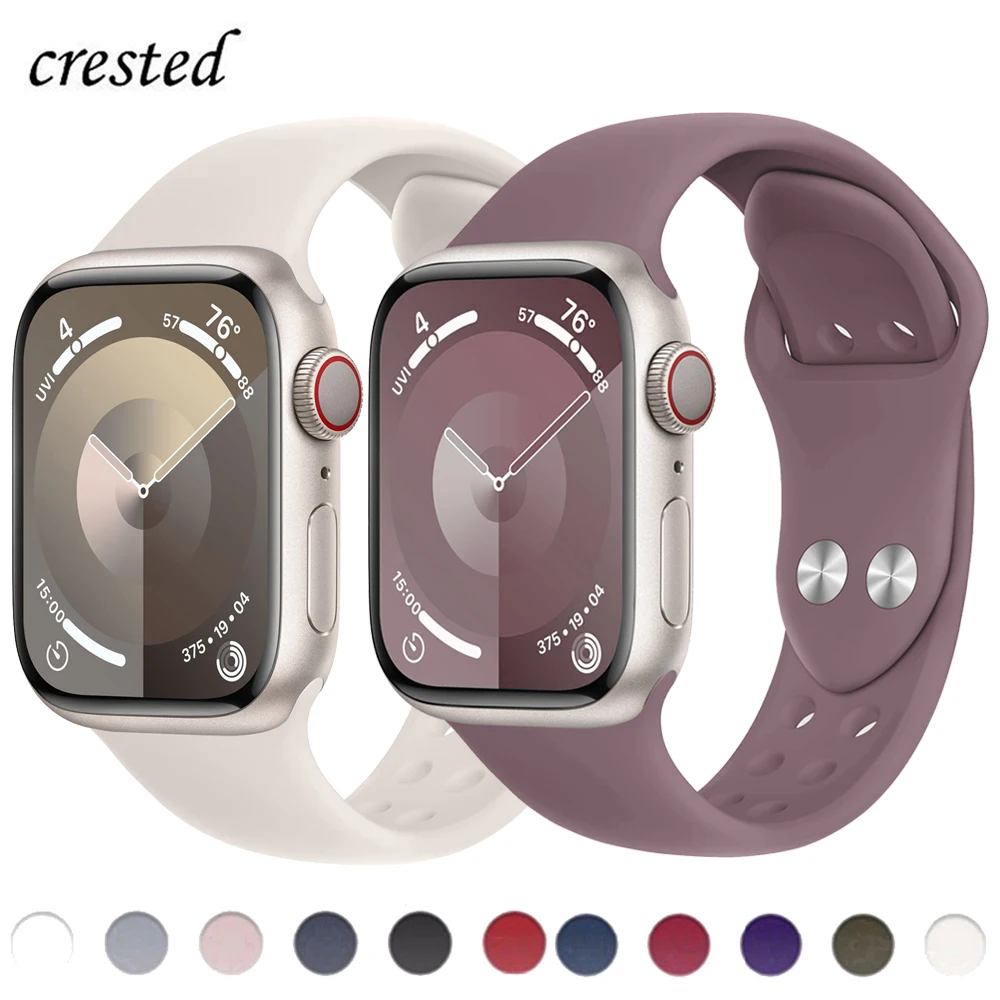 Correa de silicona de doble botón para Apple Watch, 40mm, 44mm, 49mm, 45mm, 41mm, 38mm, 42mm, pulsera iWatch series 9, 8, 7, 3, SE ultra 2