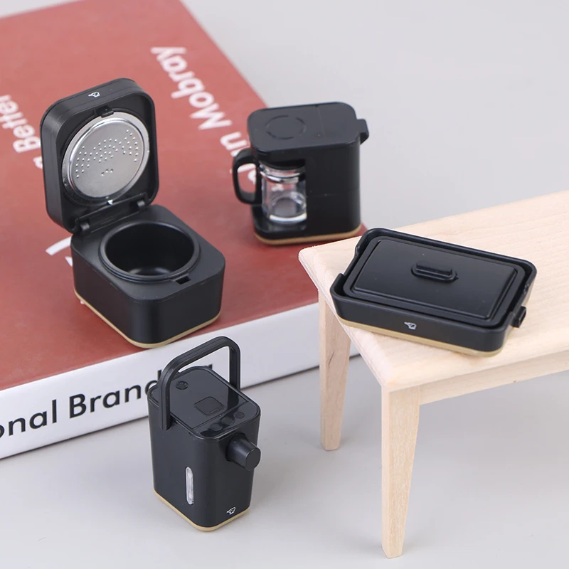 1Pcs ตุ๊กตามินิไฟฟ้าเค้ก Pan/หม้อหุงข้าวไฟฟ้า/กาต้มน้ำไฟฟ้า/กาแฟหม้อจำลองของเล่นตกแต่งเฟอร์นิเจอร์