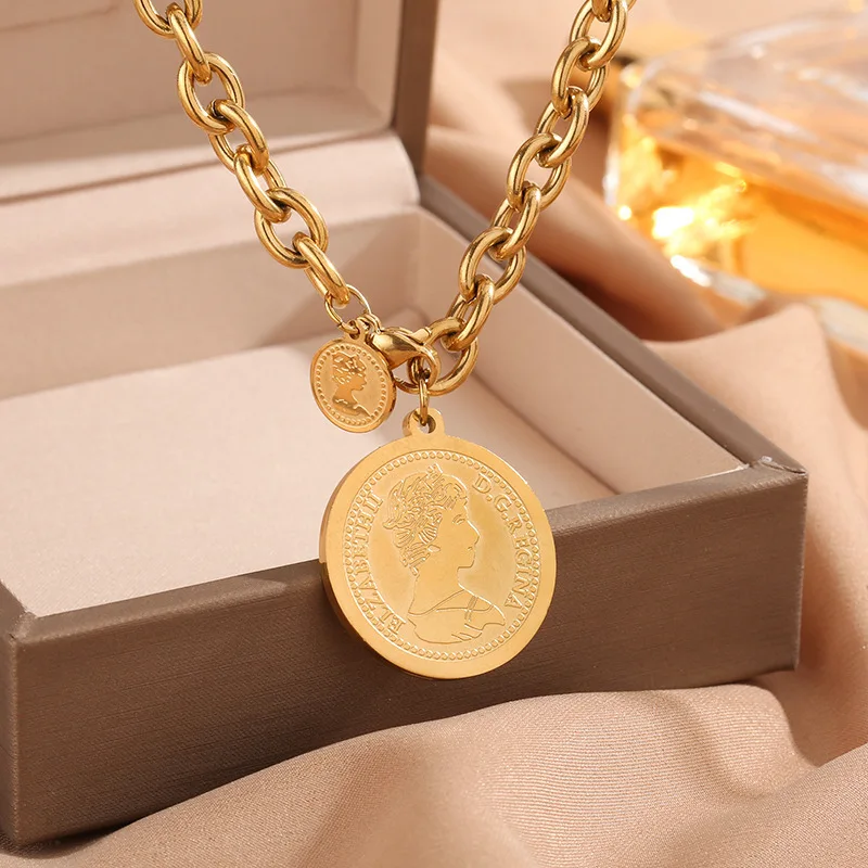 Solid Color Stainless Steel Pendant Necklaces for Women Summer Fashion Metal Accessory Jewelry Pendant Necklace image 3
