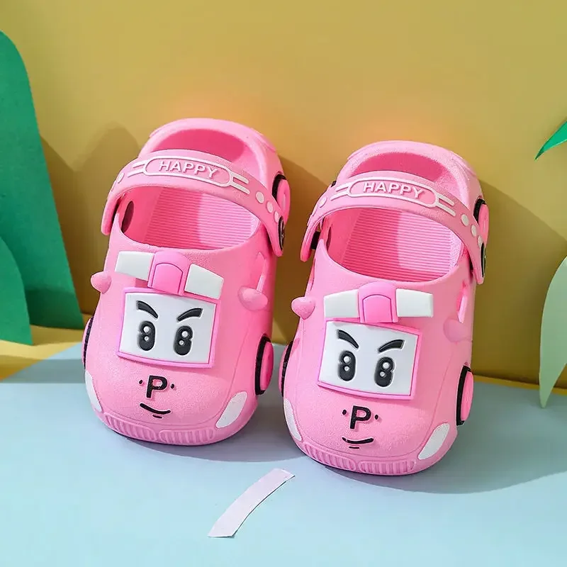 Summer New Children Hollow Sandals Baby Cute Cartoon Car Home Slippers Boys Breathable Anti-slip Beach Shoes Girls Soft Shoes