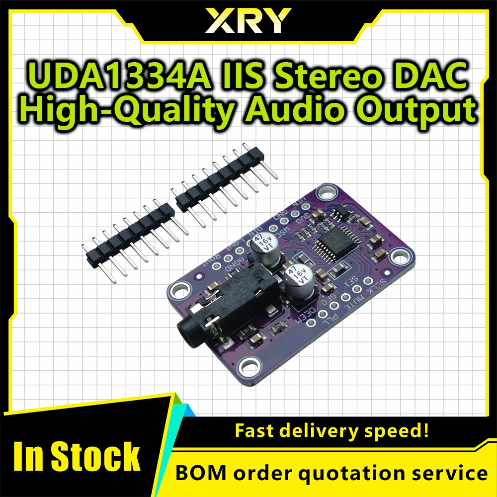 XRY I2S Stereo DAC Module (UDA1334A): 3.3V-5V Audio Decoder Compatible with for Arduino