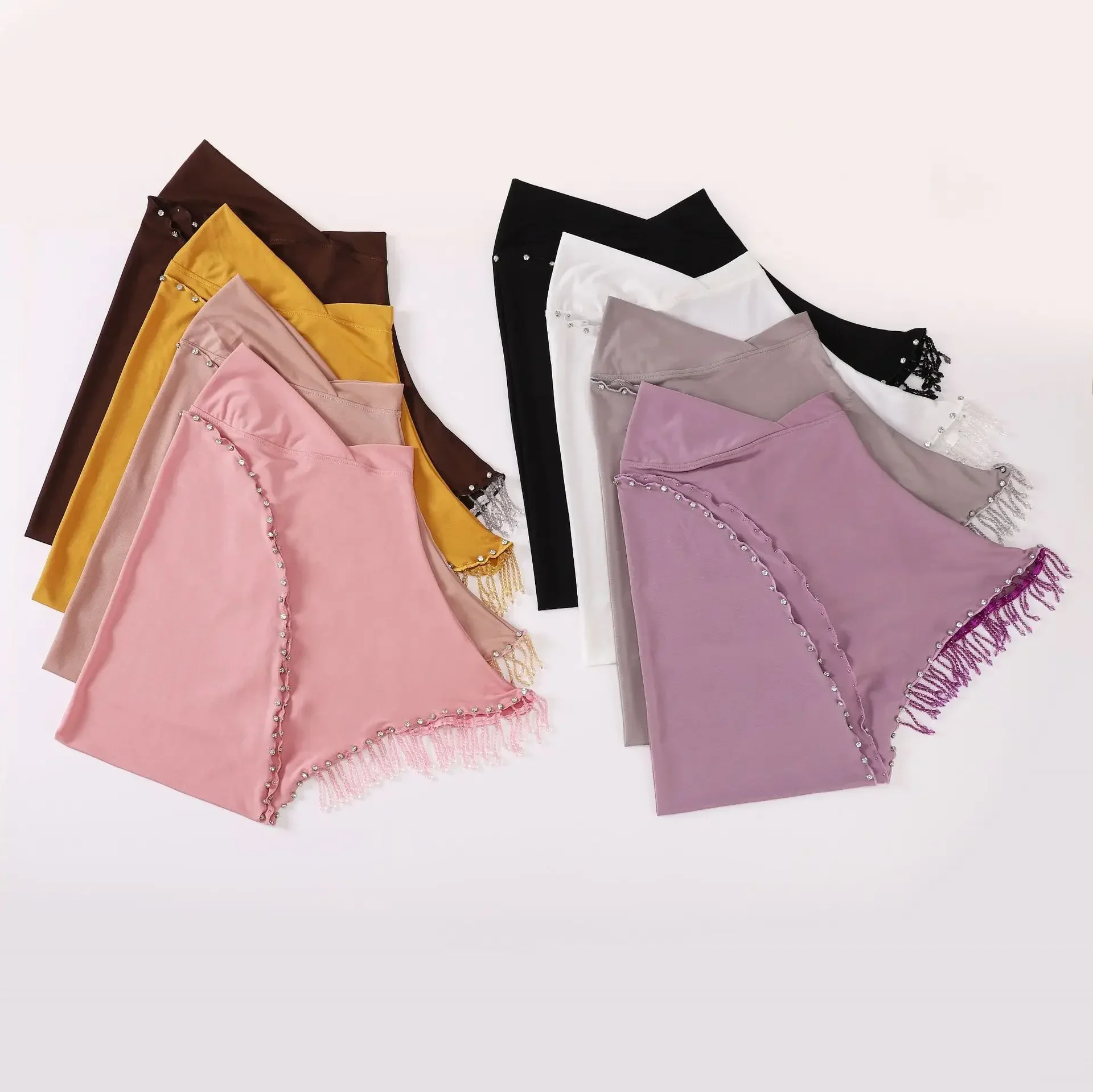 Hijab à pampilles pour femmes musulmanes, écharpe de sauna islamique, turban arabe, châle rond, niqab sur côtes, écharpe prête à l'emploi, 1 pièce