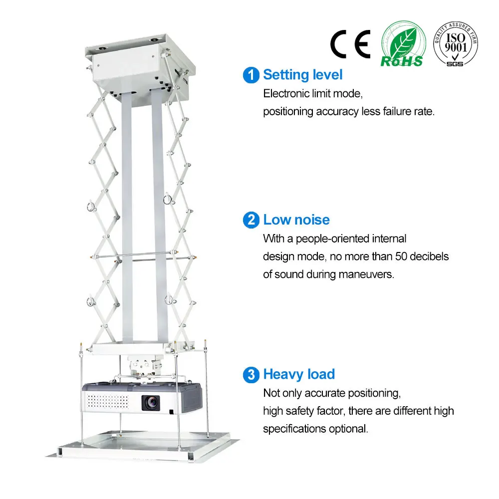 SLJ Remote Control Motorized Electronic Projector Lift Ceiling Mount With Adjustable Height Beamer Elevator Ceiling Bracket