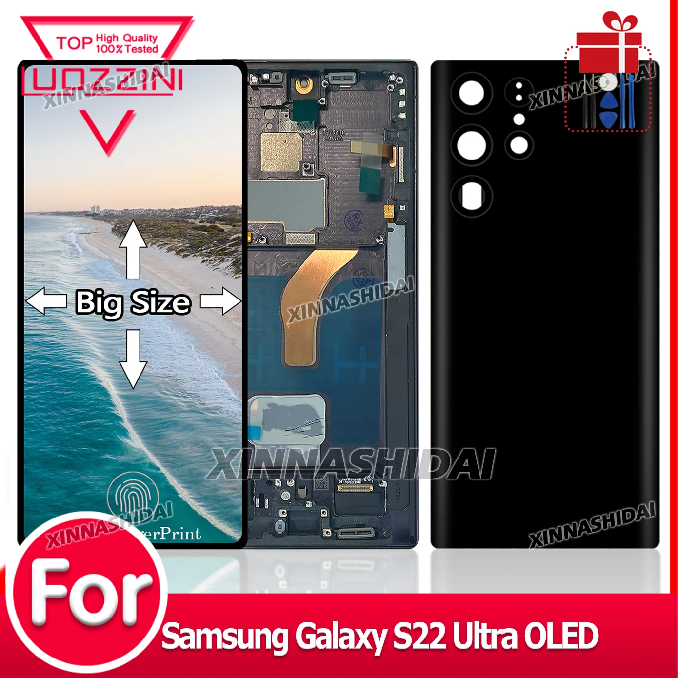 OLED For Samsung S22 Ultra Big Size LCD Display Touch Screen Digitizer LCD Displsy S908 S908B S908U Assembly 100% Tested