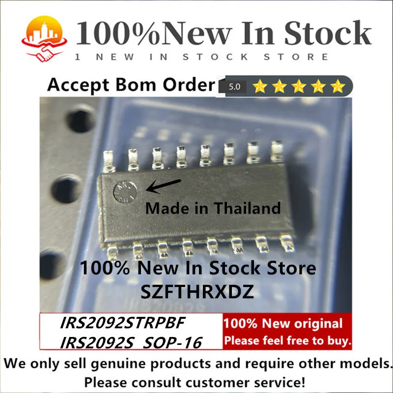 100% NEW ORIGINAL IRS2092STRPBF SOP16 IRS2092S SOP-16 Audio Amp Speaker 1-CH Mono Class-D 16-Pin