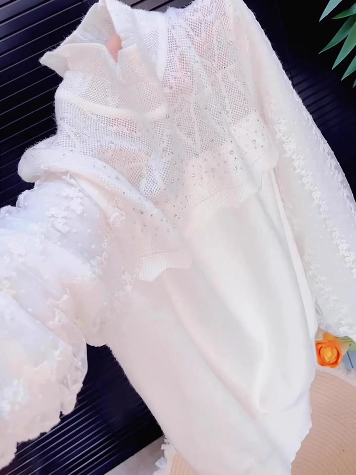 

Ele большие размеры, белый кружевной длинный све, женский осенне-зимний топ Faion для похудения, облегающий топ Ele для подростков