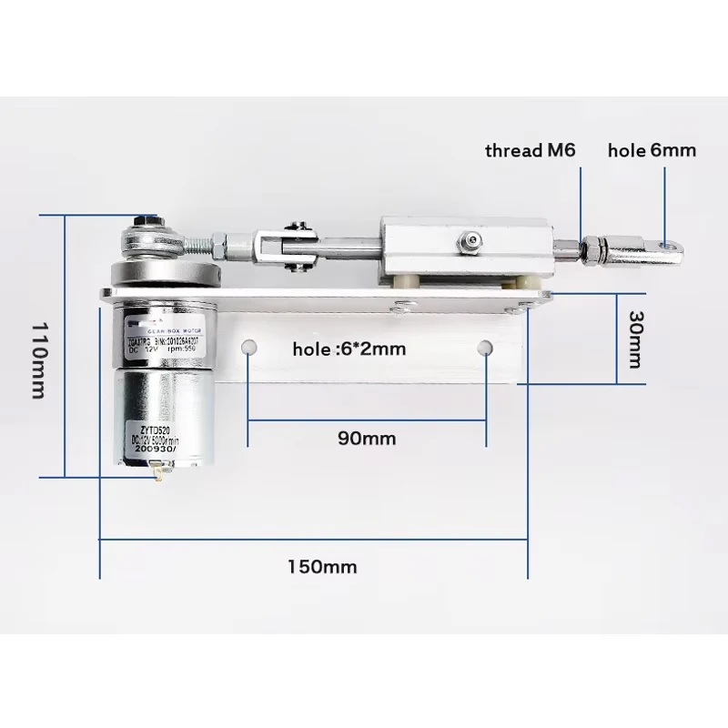 DC 12V Mini Gear Reciprocating Linear Actuator with Adjustable Speed Controller Telescopic Motor 15/20/25/30mm Stroke