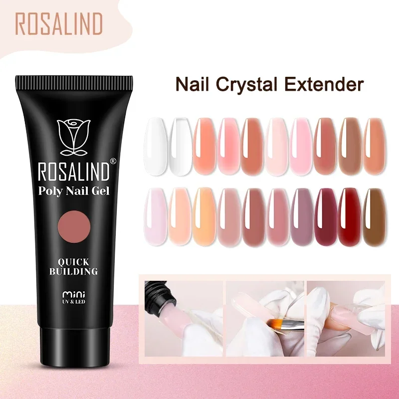 ROSALIND 28 Mini colori Poly Gel per unghie Vernici ibridi semipermanenti Gel perlato Smalti Base superiore per l'estensione delle unghie delle dita