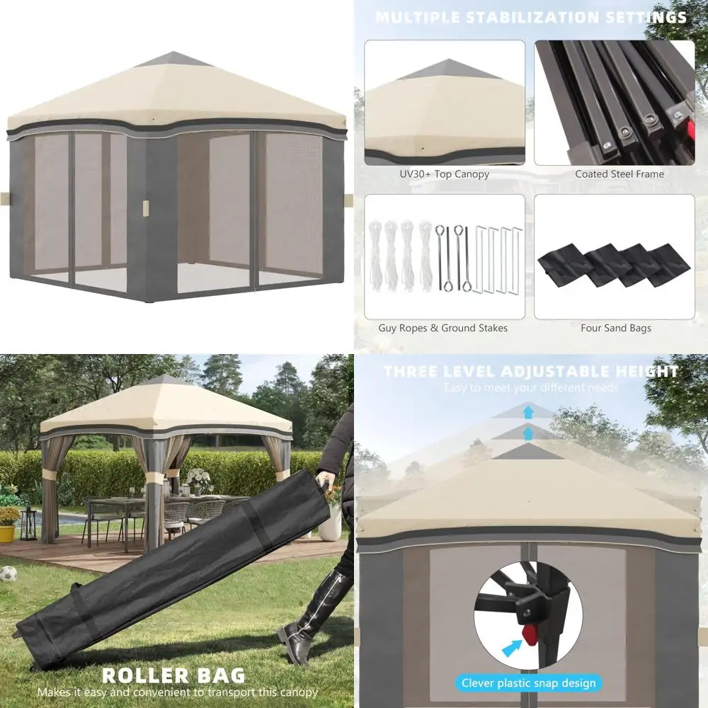 

Instant Pop Up Canopy Tent 10x10, Adjustable Height, Wheeled Carry Bag, 4 Sides, Ideal for Outdoor Parties and Events