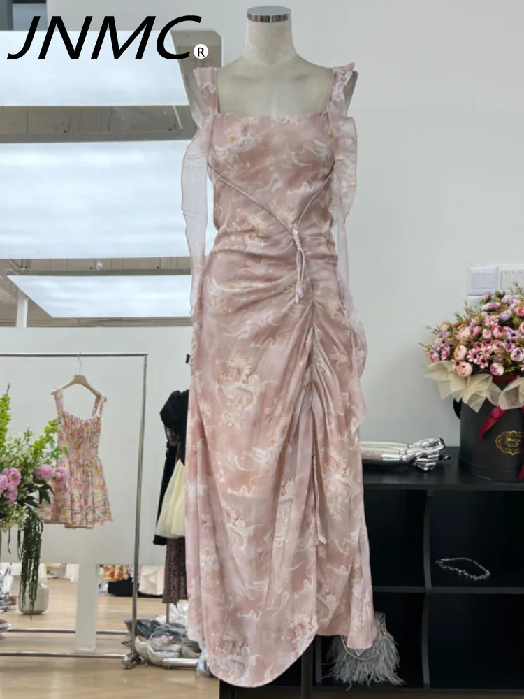 

JNMC элегантный темпераментный с лентами, приталенное платье с поясом, дизайн Sense 2024, весна-лето, новинка для женской одежды