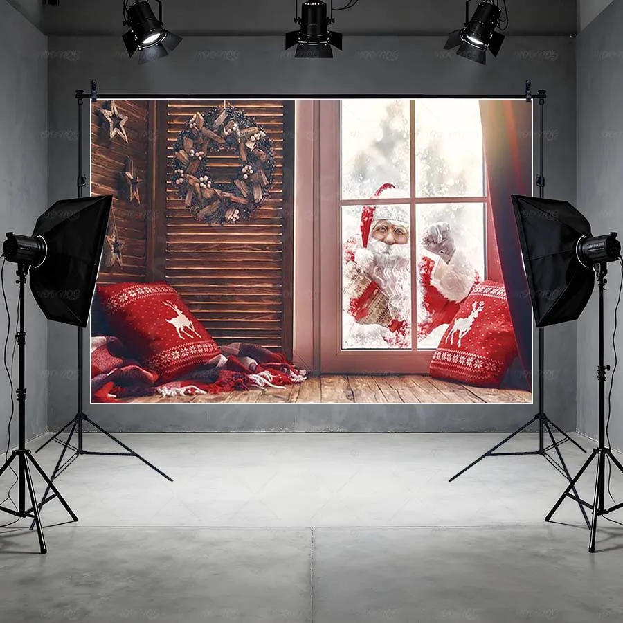 MOON.QG أشجار عيد الميلاد صورة خلفية جولي سانتا كلوز قرية السنة الجديدة خلفية الملحقات كشك للأطفال خلفية اطلاق النار #3