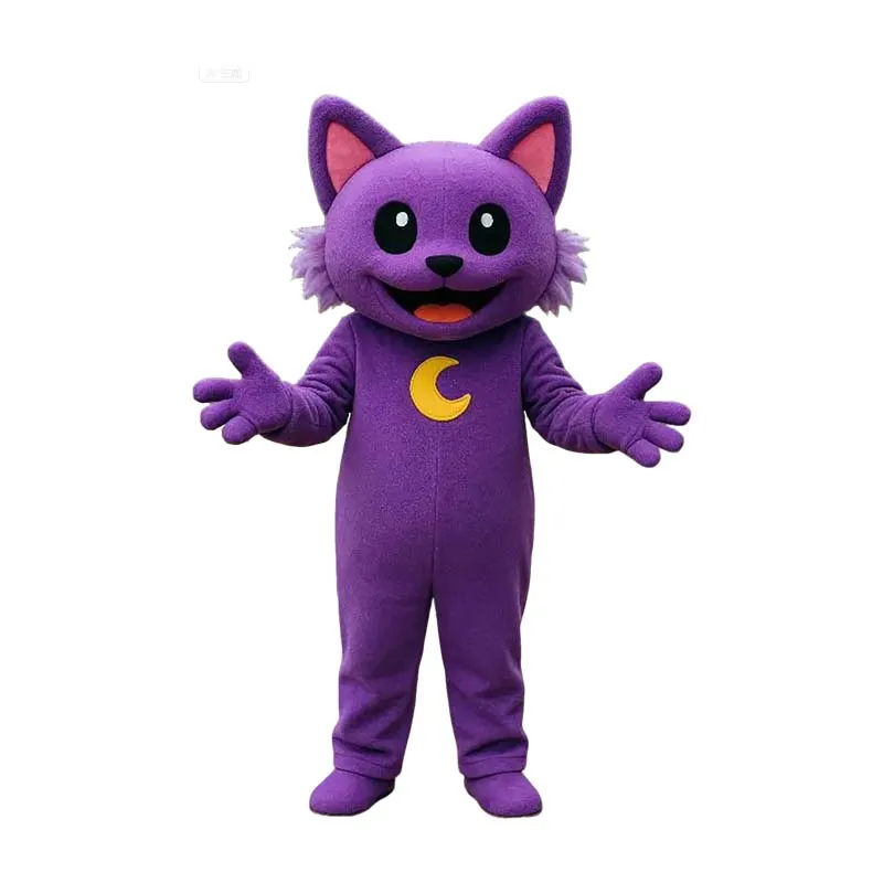 

Plush Purple Cat Mascot Costume Animal Cartoon Doll Clothes Halloween Carnival Holiday Party Performance Carnival Fancy Dress