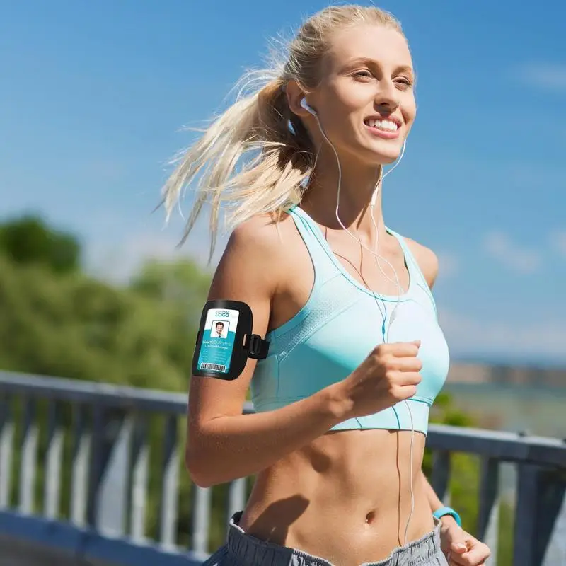 بو الجلود الذراع معرف وثيقة شارة حامل قابل للتعديل شارة حامل مقاوم للماء حامل تمرير التزلج العصابات الذراع الأفقية