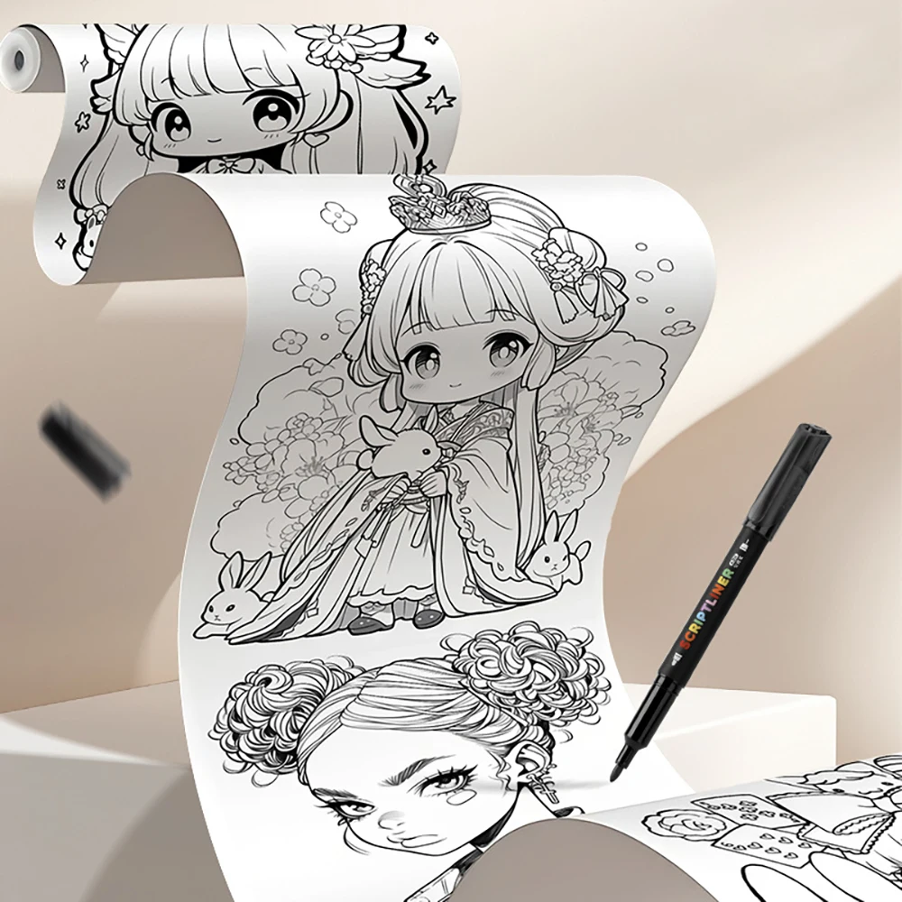 6 قطع من قلم تدوين الخطاف ذو الرأس المزدوج باللون الأسود/اللون للفن، فرشاة رسم سريعة الجفاف تعتمد على الماء