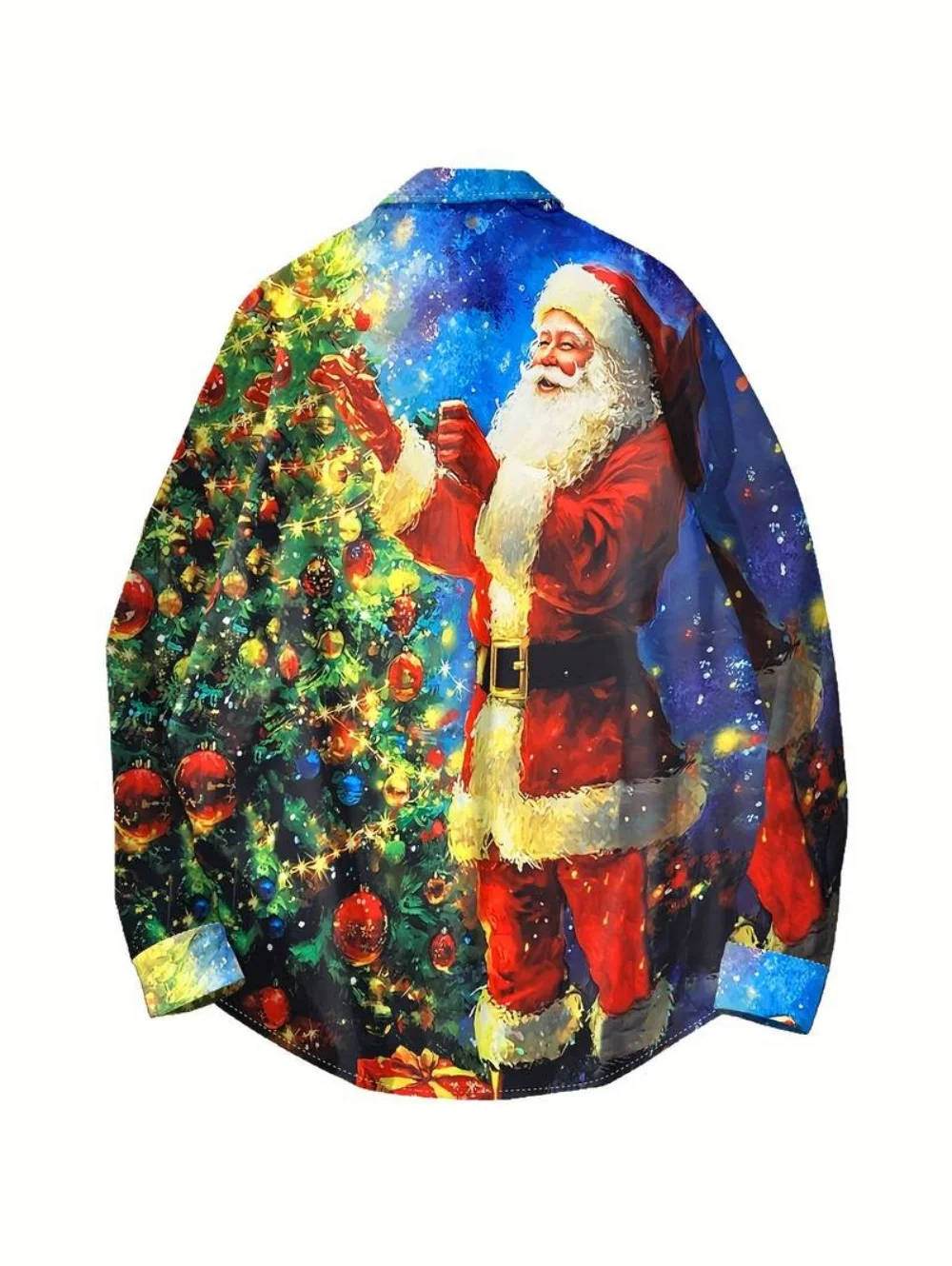 Christmas Santa Claus Casual Men's Shirt Button up Long Sleeve Christmas Theme Shirt Collar Button 3D Print Street Harajuku Tops