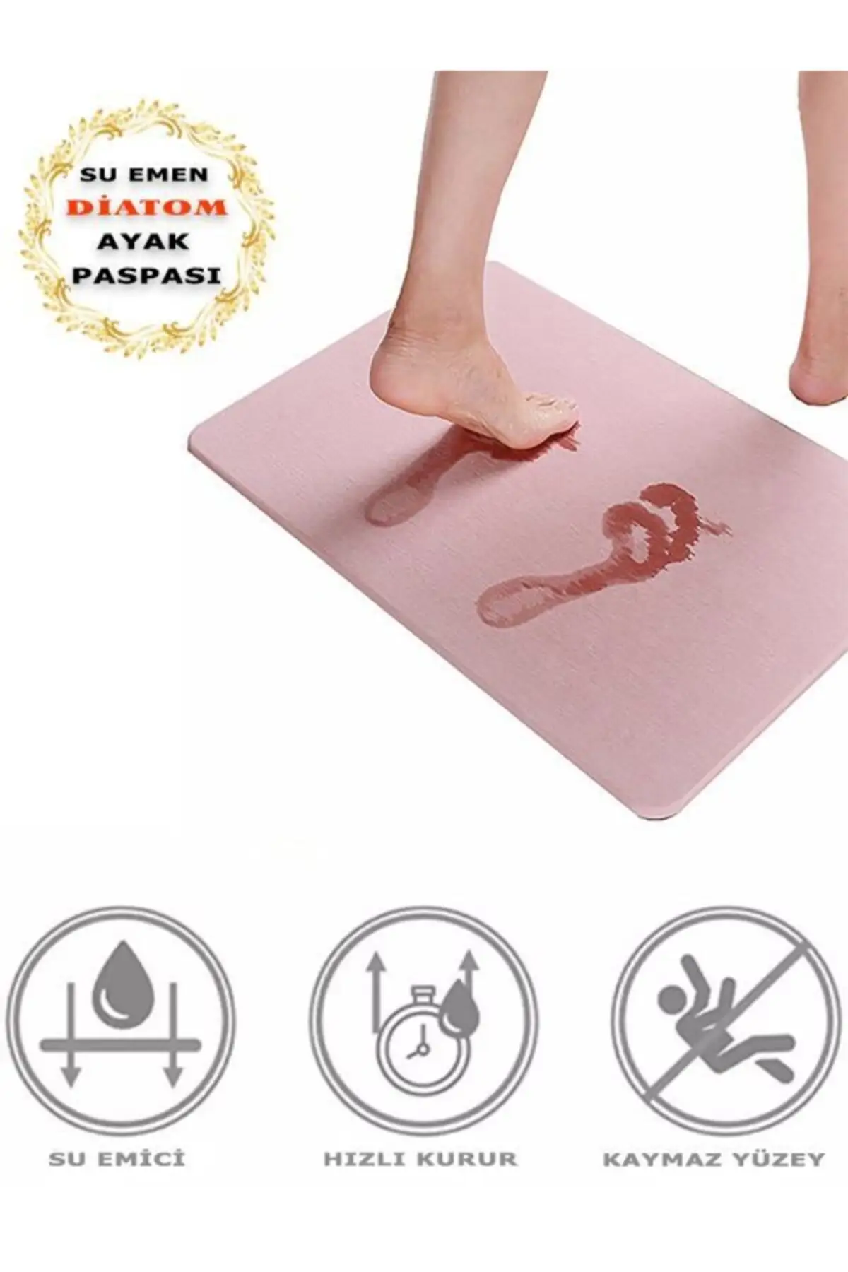 Diatom Bath Mat Water Absorbent Doormat Non-Slip Floor Mat Ablution Mat - Light Pink Super Absorbent Floor Mat anti Slip Quick