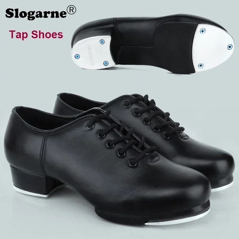 2026 New Women Tap Shoes Top Soft Leather Dance Sneakers Girls Tap Dance Shoes Students Men Tap Shoes Large Size Dance Footwear