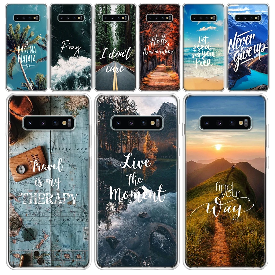 Travel Mountain Beach Proverb Transparent Soft Phone Case for Samsung Galaxy M21 M30S M31 M32 M52 Note 20 Ultra 10 Lite 9 8 J4 J