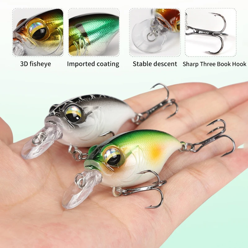 

1pc Crankbait Wobblers Lure 38mm/8g 48mm/11g High Quality Hooks 10 Colors Artificial Bait Hard Fishing Cranks Fishing Trackle