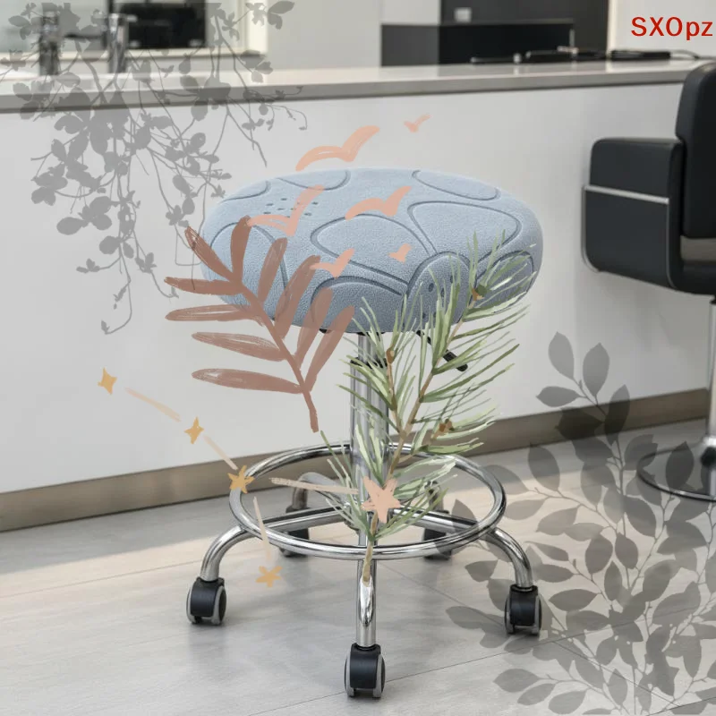1Pcs Thickened Stretchable Round Chair: Cover Elastic Bar Stool Solid Color Washable Cushion