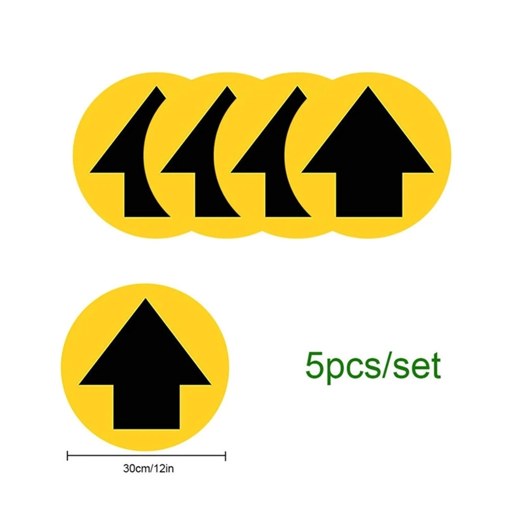 5pcs/set 30cm Arrow Printing Distance Marker Ground Signs Distancing Floor Sticker Round Safety Sign