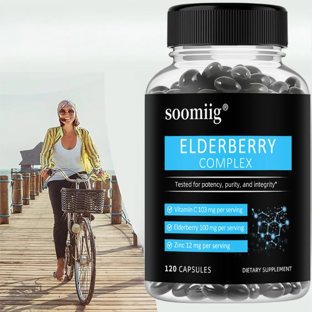 Elderberry with Zinc and Vitamin C - Antioxidant, Immune System Booster, Non-GMO, 120 Capsules