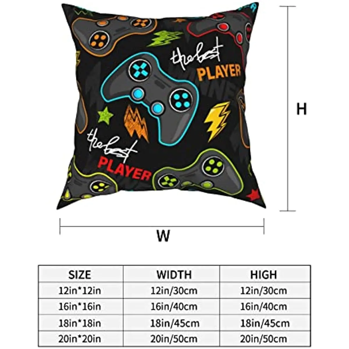 Set of 4 Gaming Gamer Gifts Pillow Cover Game Controller Throw Pillows Case Cushion Cover Decor for Boys Room Bedroom Sofa Couch