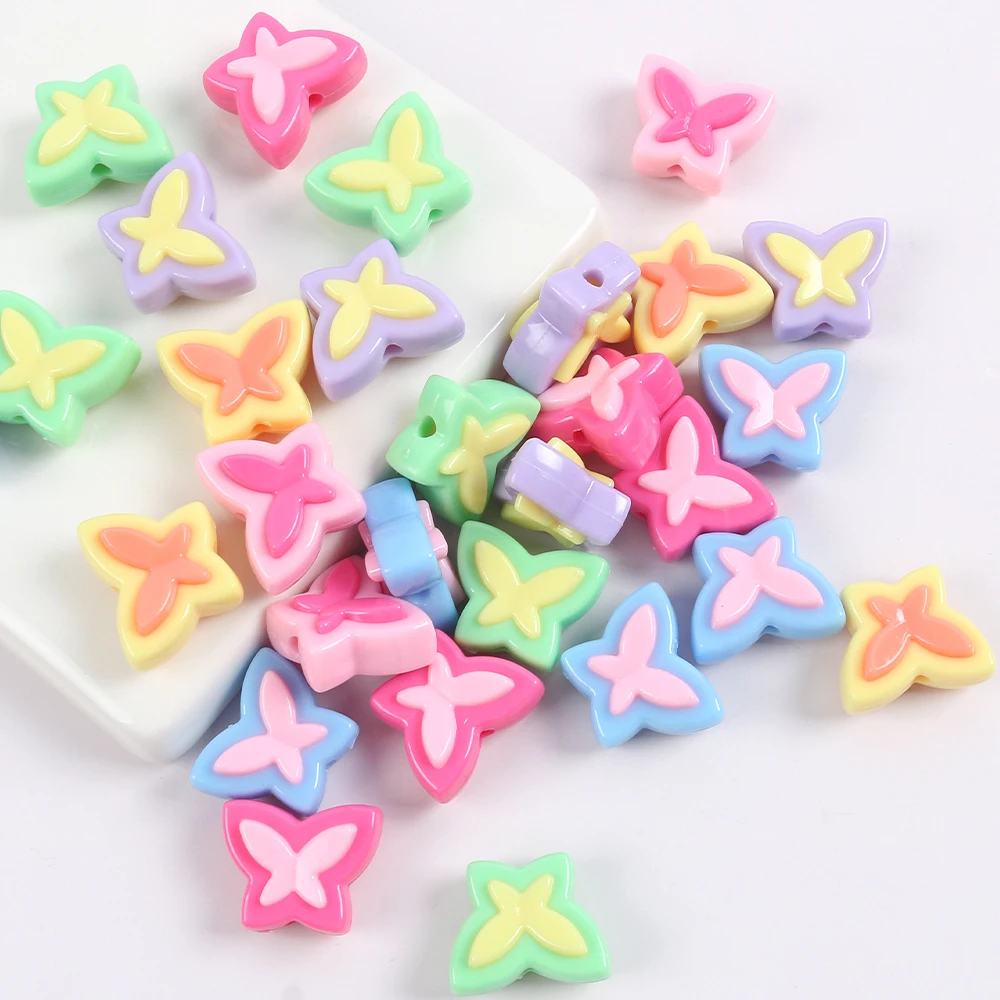 10pcs Sweets Acrylic Beads Butterfly Loose Spacer Beads For Jewelry Making Bracelet Earring DIY Craft Charms Kaychain Supplies