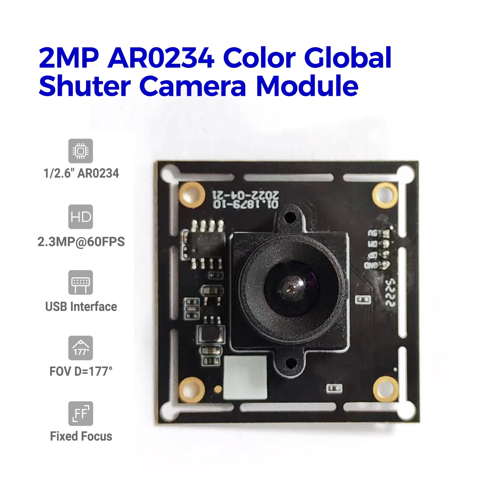 Manufacturer OEM/ODM 2MP Full HD Color Global Shutter Camera AR0234 Sensor 60fps USB2.0 Interface Camera Module