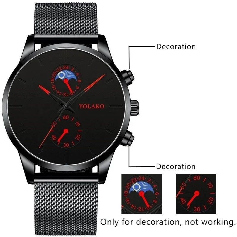 Luxury Mens Watches Black Stainless Steel Mesh Belt Quartz Wrist Watch Men Business Casual Leather Watch relogio masculino