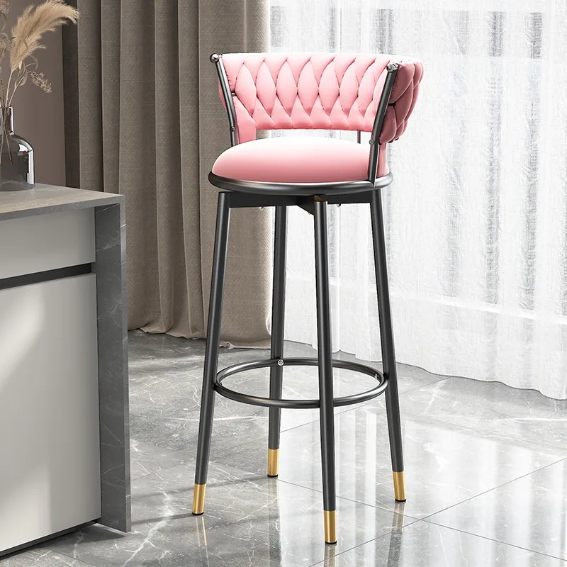 Moderne Barhocker aus Leder, Metall, ergonomisch, ästhetisch, Barhocker, Friseurhöhe, Sillas Para Comedor, Lounge-Suite-Möbel