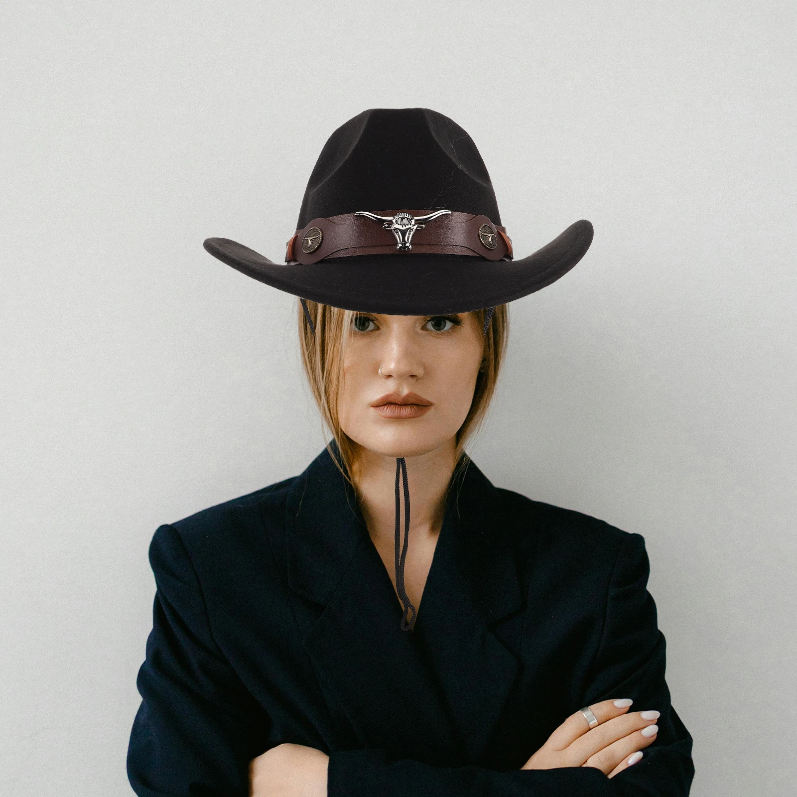 

4 Pcs Western Cowboy Hat Western-style Man's Hats Party Cowgirl for Women Woolen Cloth Miss
