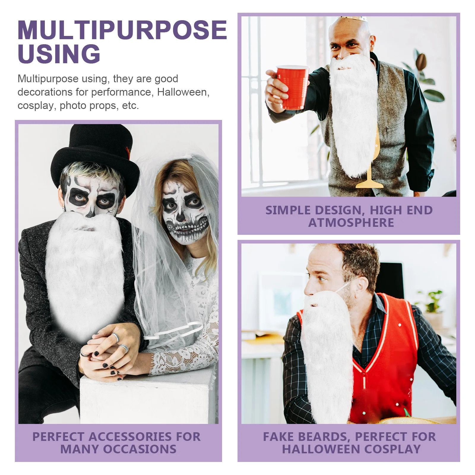 

Fake Beard Comfortable Hair Creative Pirate Costume Halloween Party Stage Cosplay Fake Mustache