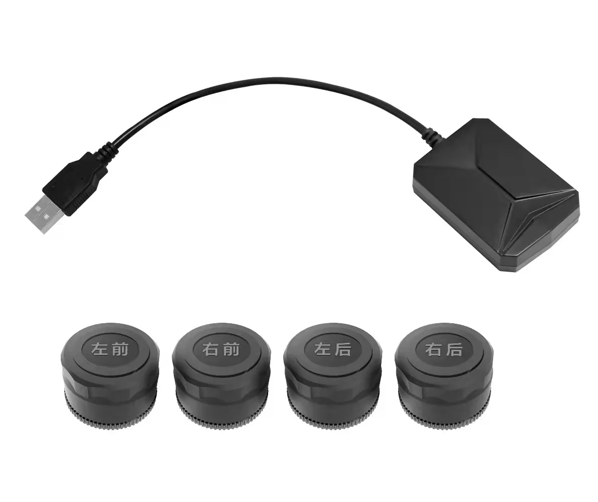 Real-time Wireless Tire Pressure Monitoring System, External Built-in Universal Usb TPMS, Suitable for Android Screen