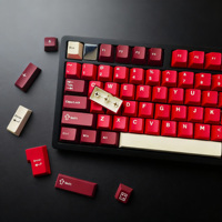 126 Keys Light Red Ham PBT Double Shot Keycaps Cherry Profile Minimalist Style Keycaps for Cherry MX Switches Gaming Keyboards