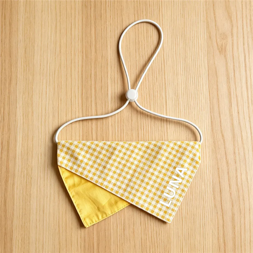 Custom Print Pet Drool Bib Cotton Triangle Bandana Custom Text  Adjustable Scarf for Puppy Kitten Dogs Cats view 3