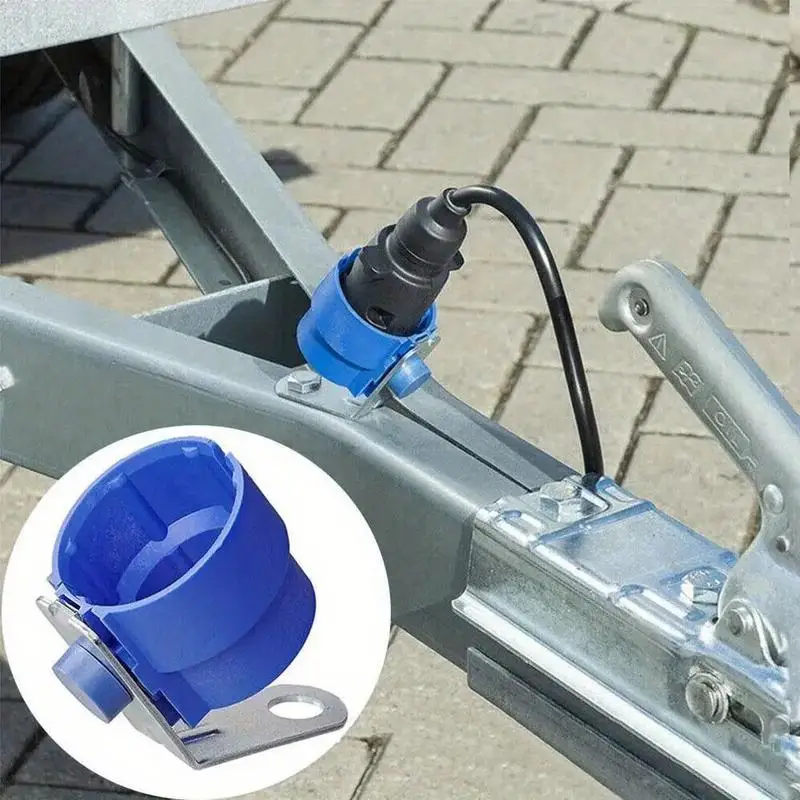 

1PC Round Parking Cover Trailer Plug Holder ABS Accessory Bracket Fixed 7/13 Pin Trailer Connector